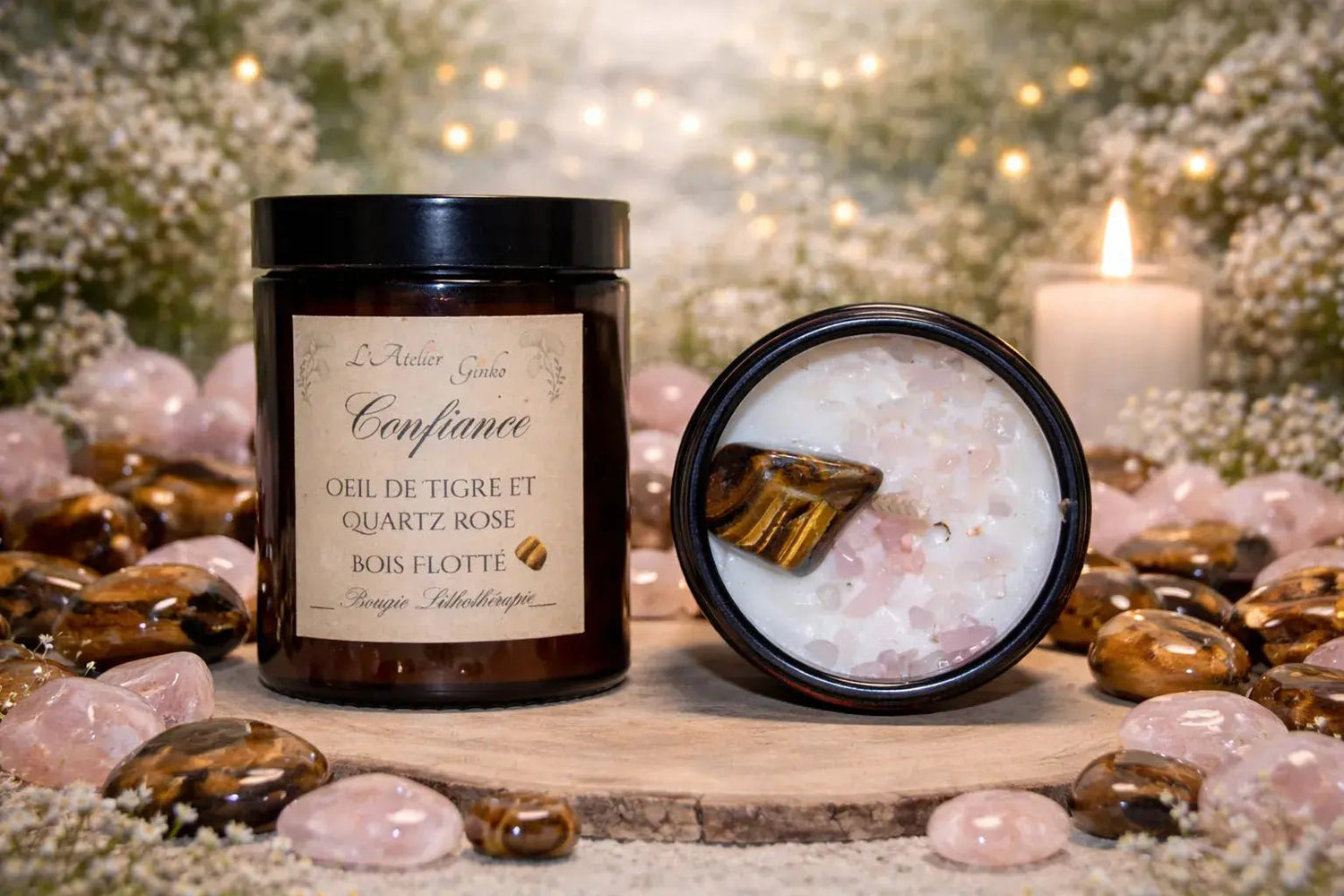 Bougie parfumée Lithothérapie Confiance - L'Atelier Ginko - Boutique en Ligne