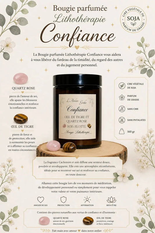 Bougie parfumée Lithothérapie Confiance - L'Atelier Ginko - Boutique en Ligne