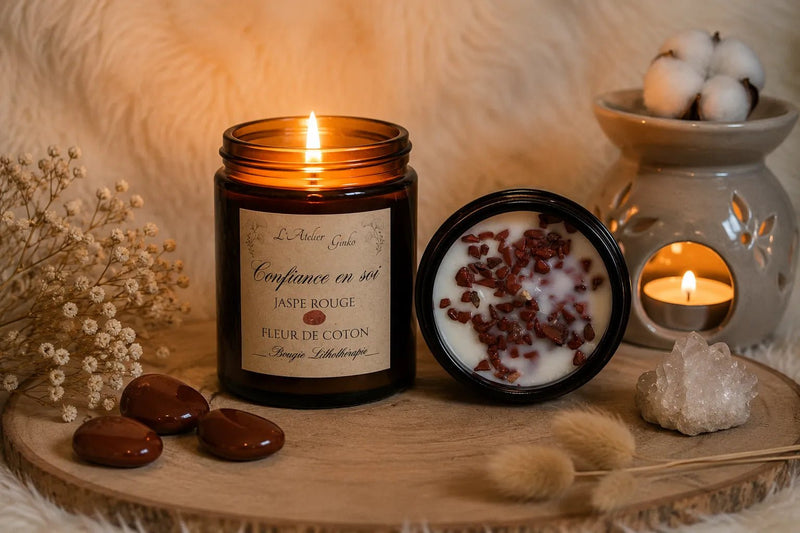 Bougie parfumée Lithothérapie Confiance en soi - L'Atelier Ginko - Boutique en Ligne