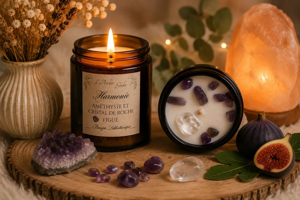 Bougie parfumée Lithothérapie Harmonie - L'Atelier Ginko - Boutique en Ligne
