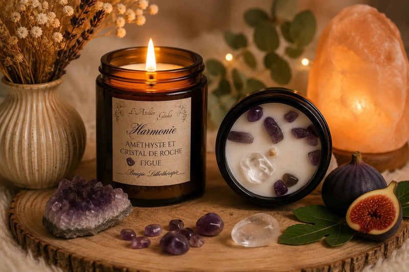 Bougie parfumée Lithothérapie Harmonie - L'Atelier Ginko - Boutique en Ligne