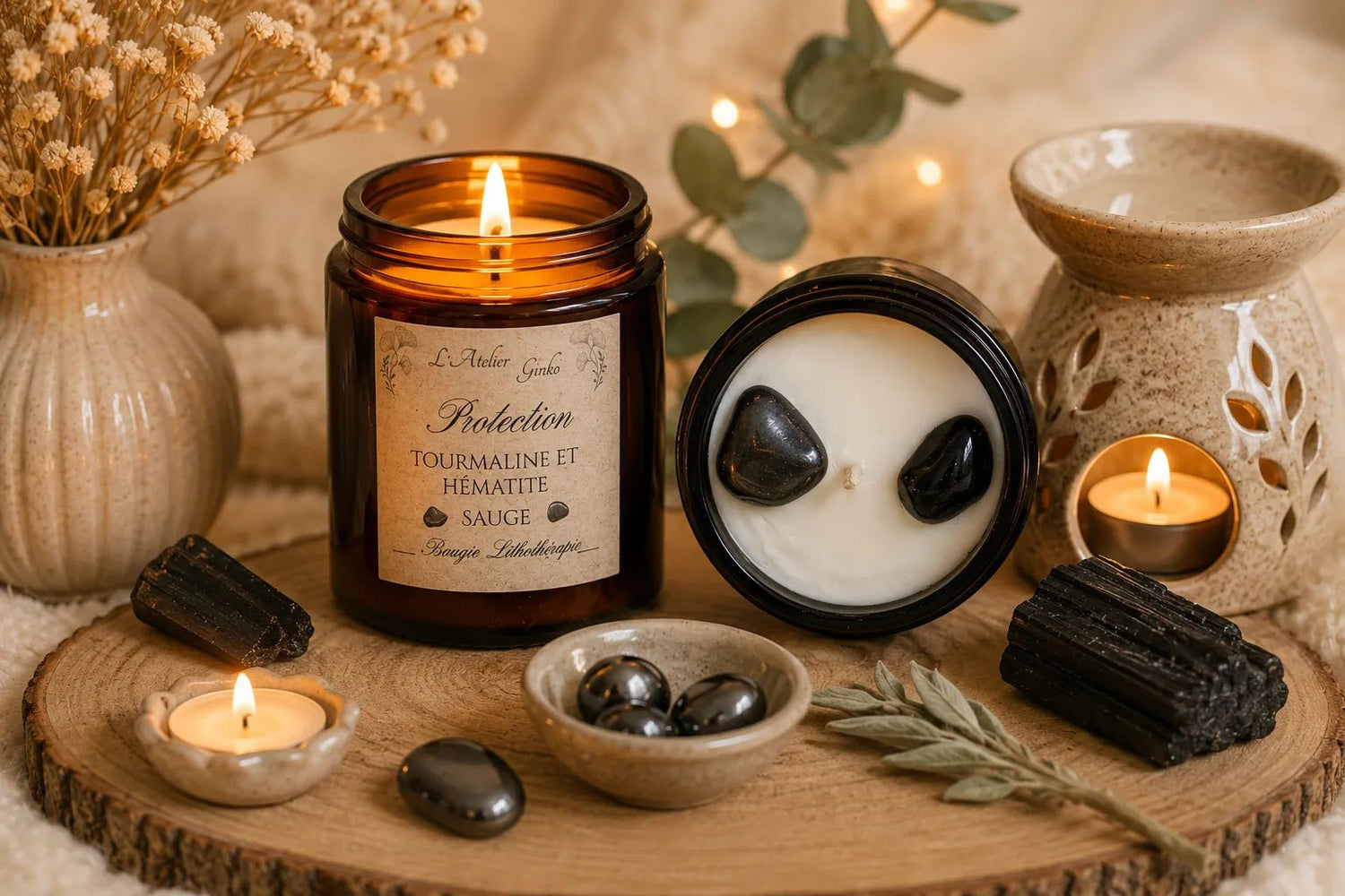 Bougie parfumée Lithothérapie Protection - L'Atelier Ginko - Boutique en Ligne