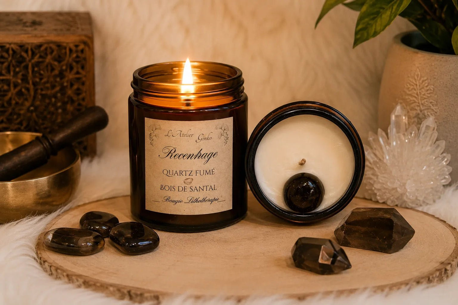 Bougie parfumée Lithothérapie Recentrage - L'Atelier Ginko - Boutique en Ligne