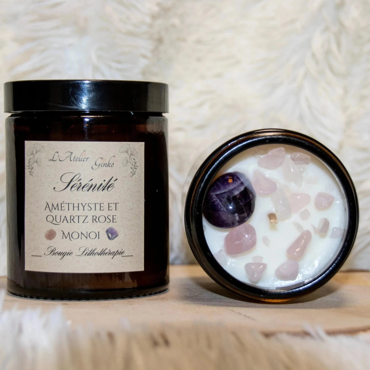 Bougie parfumée Lithothérapie Sérénité - L'Atelier Ginko - Boutique en Ligne