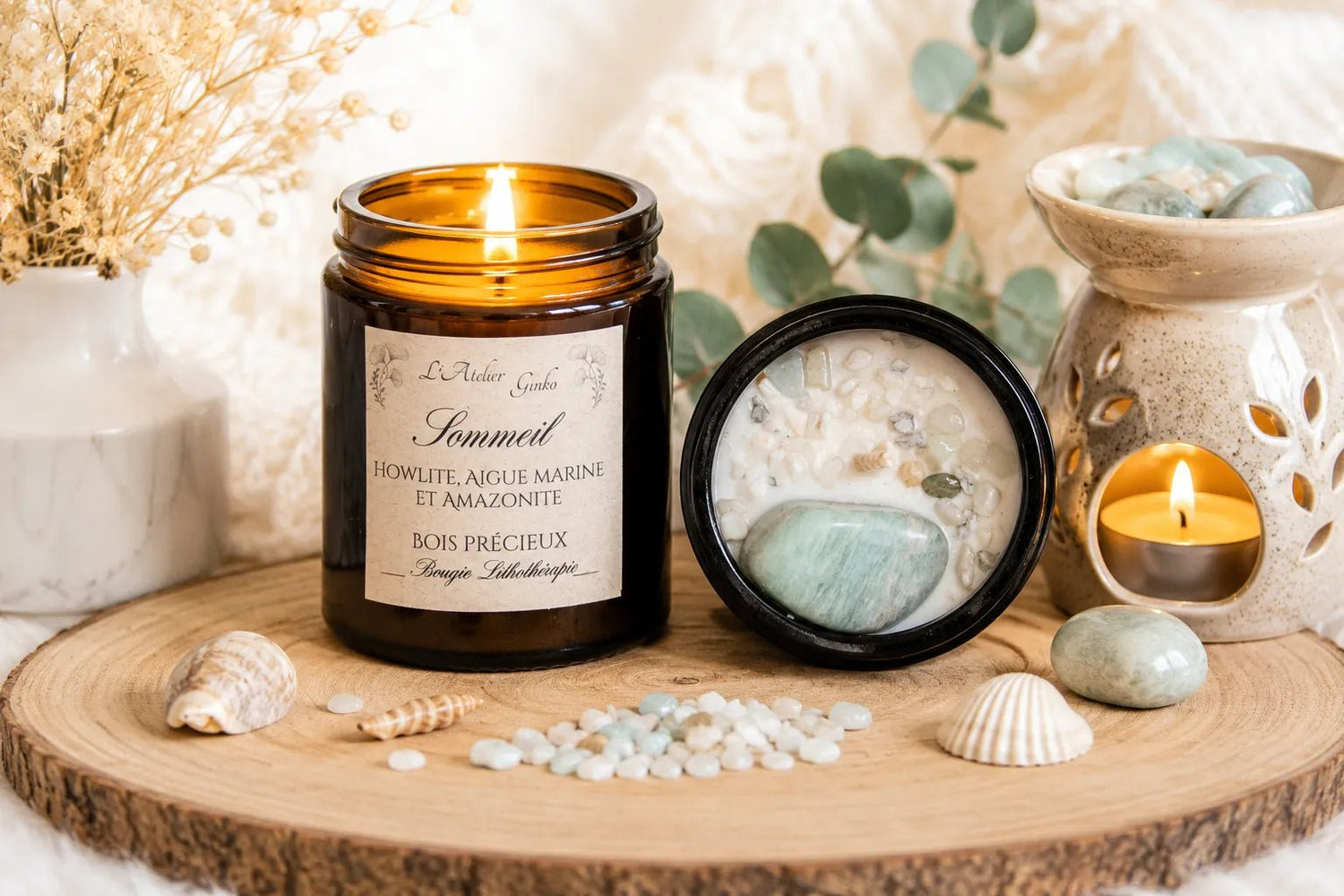Bougie parfumée Lithothérapie Sommeil - L'Atelier Ginko - Boutique en Ligne