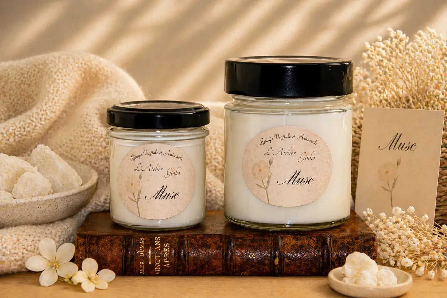 Bougie parfumée Musc cire de soja artisanale - L'Atelier Ginko