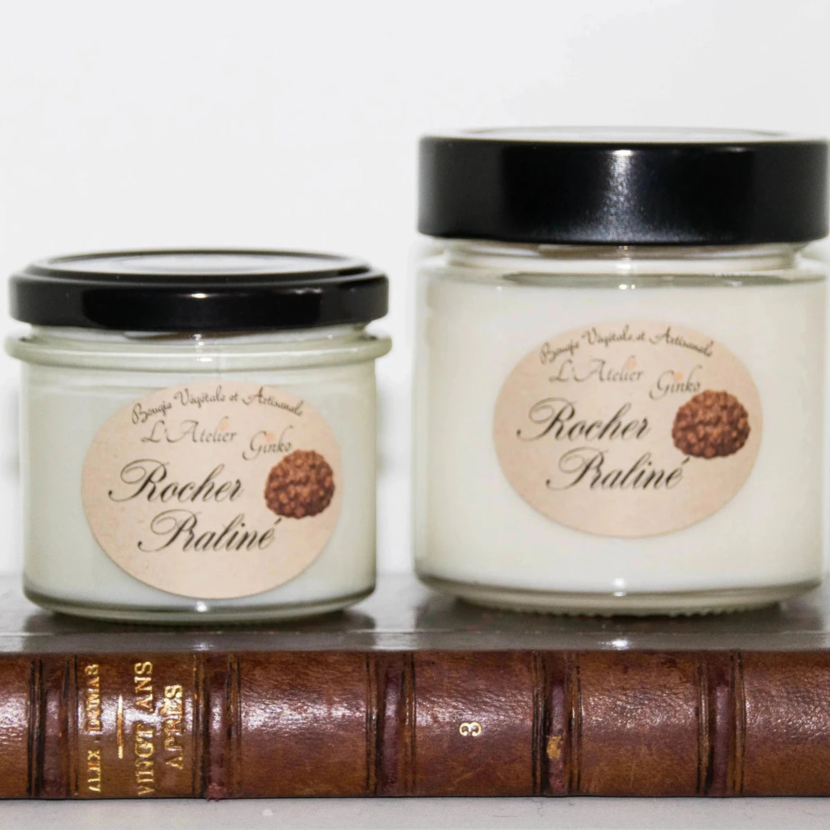 Bougie parfumée Rocher praliné cire de soja artisanale - L'Atelier Ginko