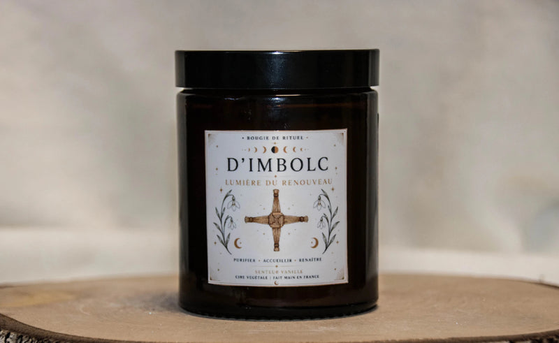 Bougie Rituel Imbolc – Renouveau, Purification & Lumière - L'Atelier Ginko - Boutique en Ligne