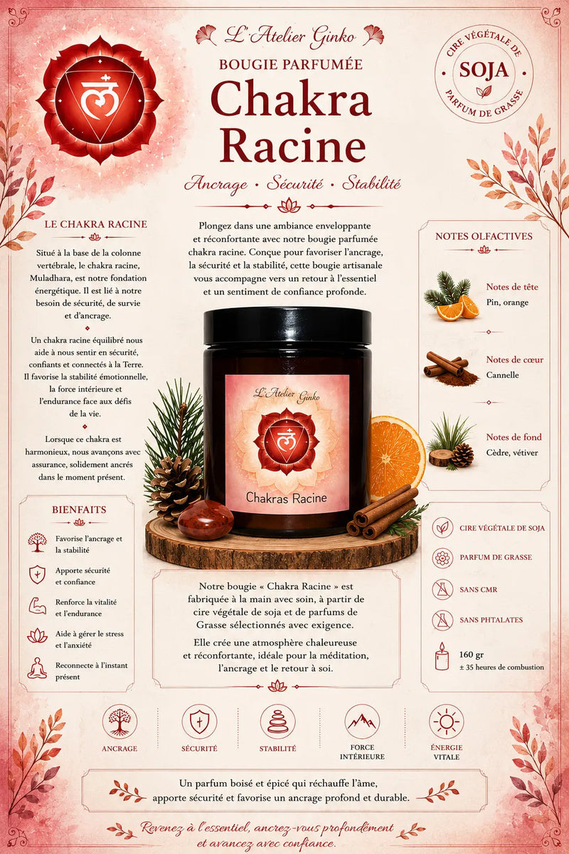 Bougie parfumée Chakras Racine MULĀ L'Atelier Ginko - Boutique en Ligne