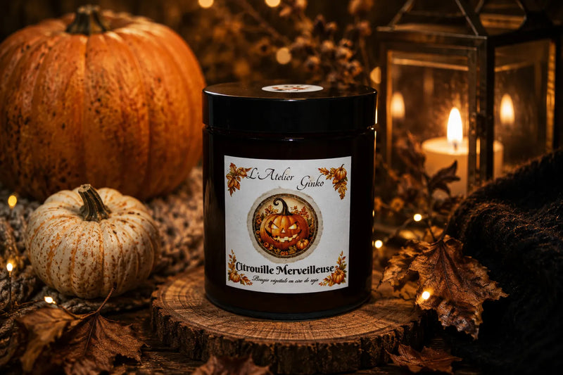 Bougie parfumée Citrouille Merveilleuse – Cire de soja artisanale