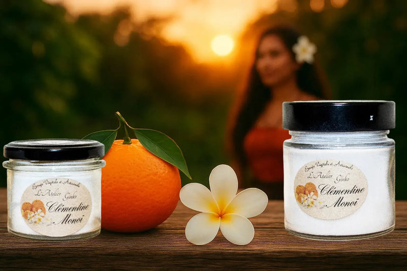 Bougie parfumée Clémentine Monoï L'Atelier Ginko - Boutique en Ligne