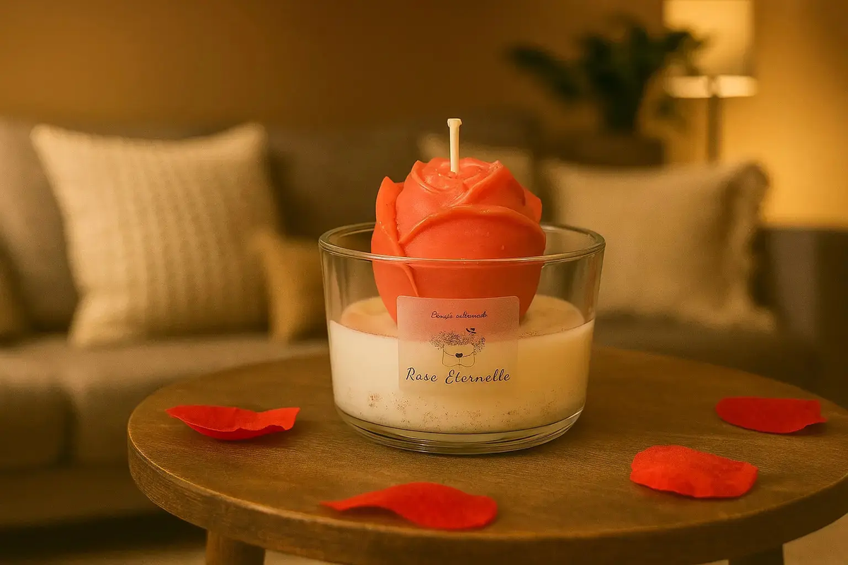 Bougie Fleur Rose L'Atelier Ginko - Boutique en Ligne
