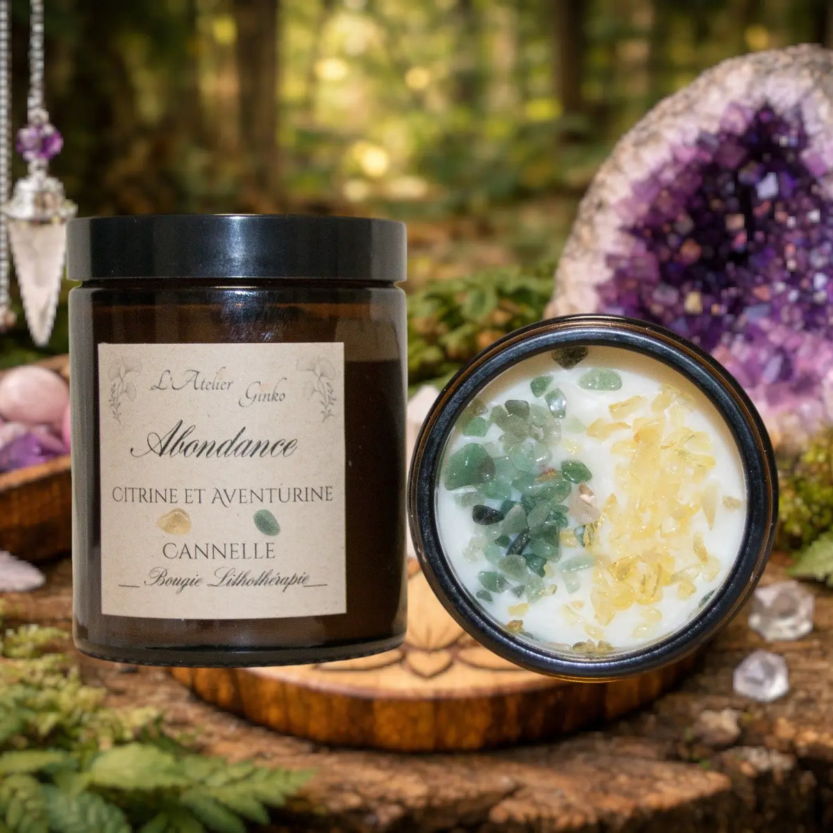 Bougie parfumée Lithothérapie Abondance - L'Atelier Ginko - Boutique en Ligne