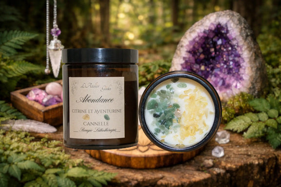 Bougie parfumée Lithothérapie Abondance - L'Atelier Ginko - Boutique en Ligne