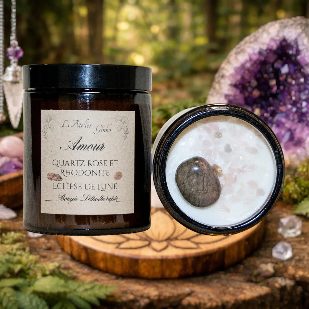 Bougie parfumée Lithothérapie Amour - L'Atelier Ginko - Boutique en Ligne
