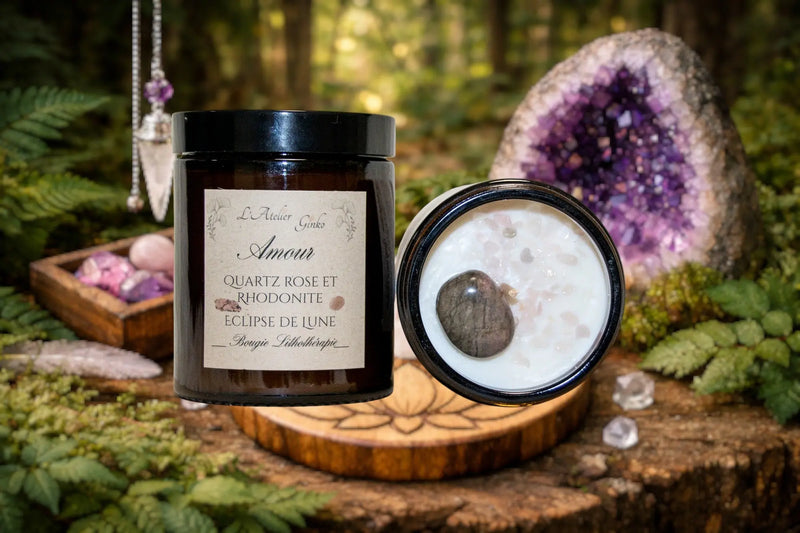 Bougie parfumée Lithothérapie Amour - L'Atelier Ginko - Boutique en Ligne