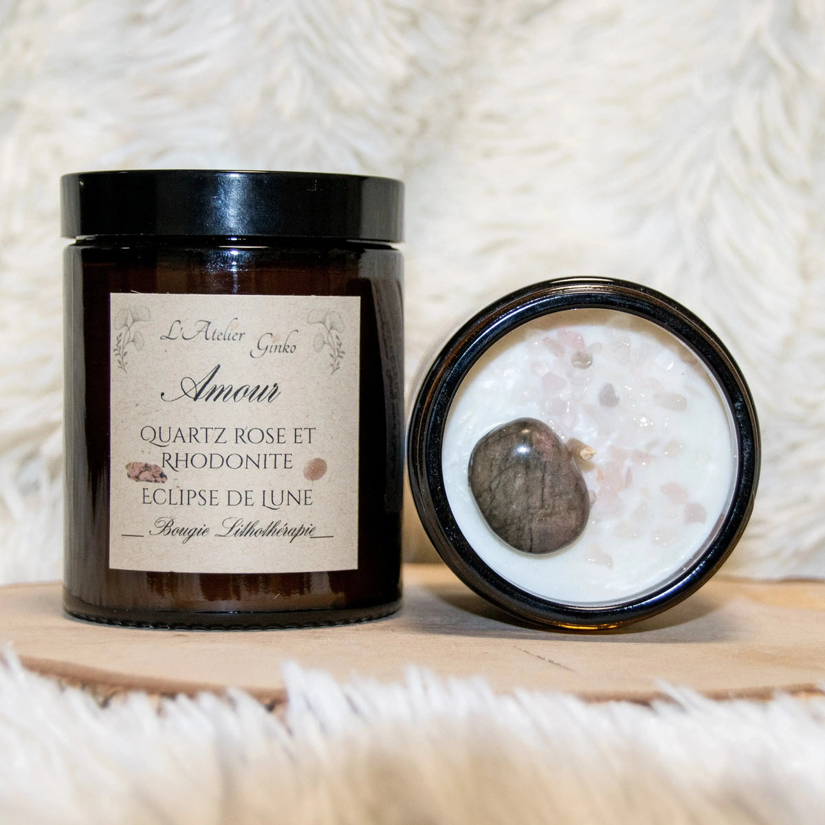 Bougie parfumée Lithothérapie Amour - L'Atelier Ginko - Boutique en Ligne