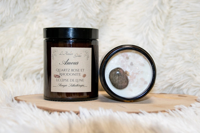 Bougie parfumée Lithothérapie Amour - L'Atelier Ginko - Boutique en Ligne