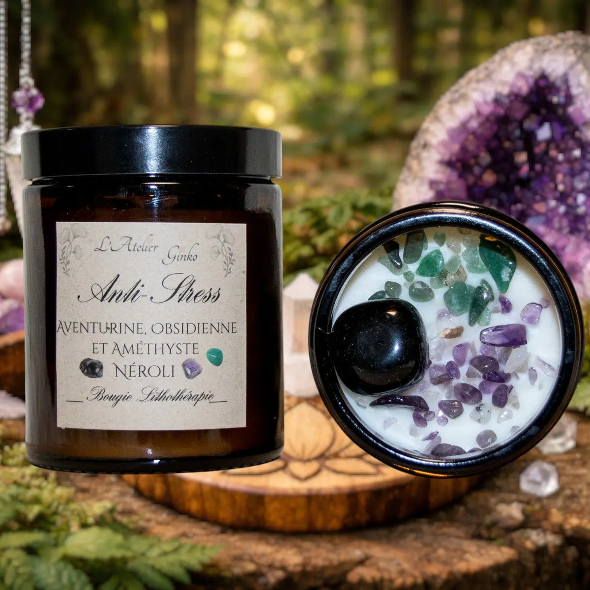 Bougie parfumée Lithothérapie Anti-Stress - L'Atelier Ginko - Boutique en Ligne