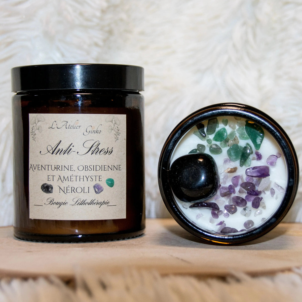 Bougie parfumée Lithothérapie Anti-Stress - L'Atelier Ginko - Boutique en Ligne