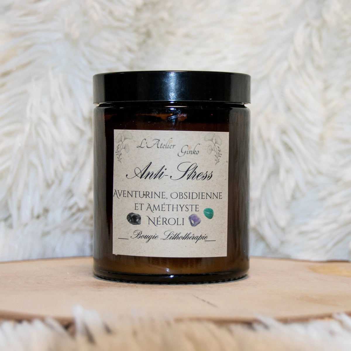 Bougie parfumée Lithothérapie Anti-Stress - L'Atelier Ginko - Boutique en Ligne