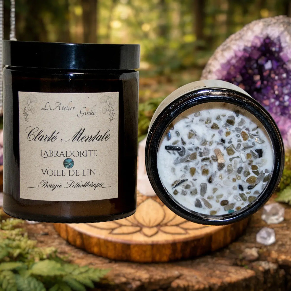 Bougie parfumée Lithothérapie Clarté Mentale - L'Atelier Ginko - Boutique en Ligne