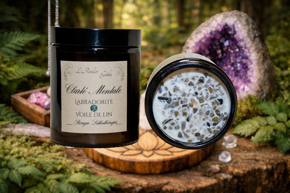 Bougie parfumée Lithothérapie Clarté Mentale - L'Atelier Ginko - Boutique en Ligne