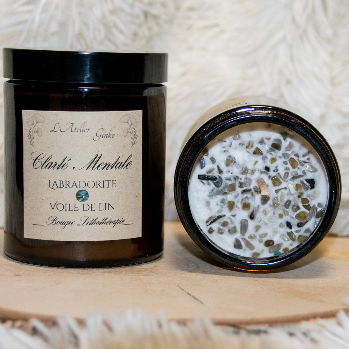 Bougie parfumée Lithothérapie Clarté Mentale - L'Atelier Ginko - Boutique en Ligne