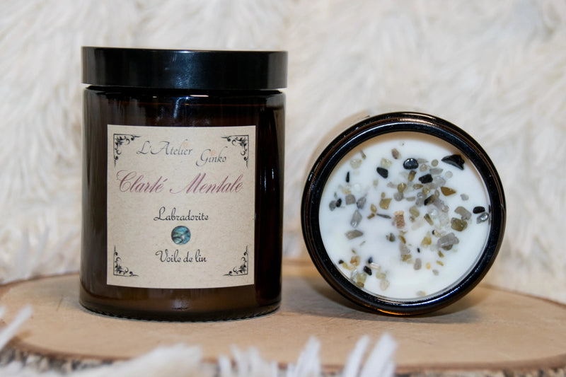 Bougie parfumée Lithothérapie Clarté Mentale L'Atelier Ginko - Boutique en Ligne