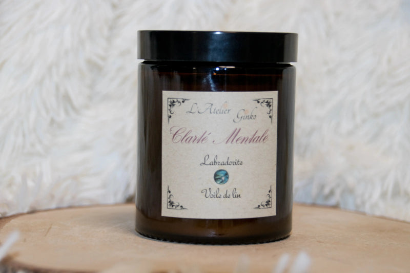 Bougie parfumée Lithothérapie Clarté Mentale L'Atelier Ginko - Boutique en Ligne