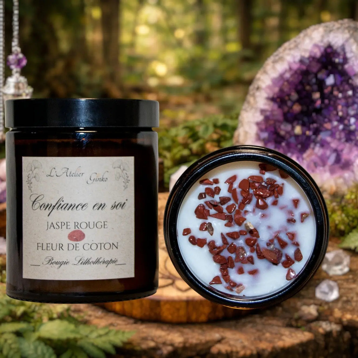 Bougie parfumée Lithothérapie Confiance en soi - L'Atelier Ginko - Boutique en Ligne