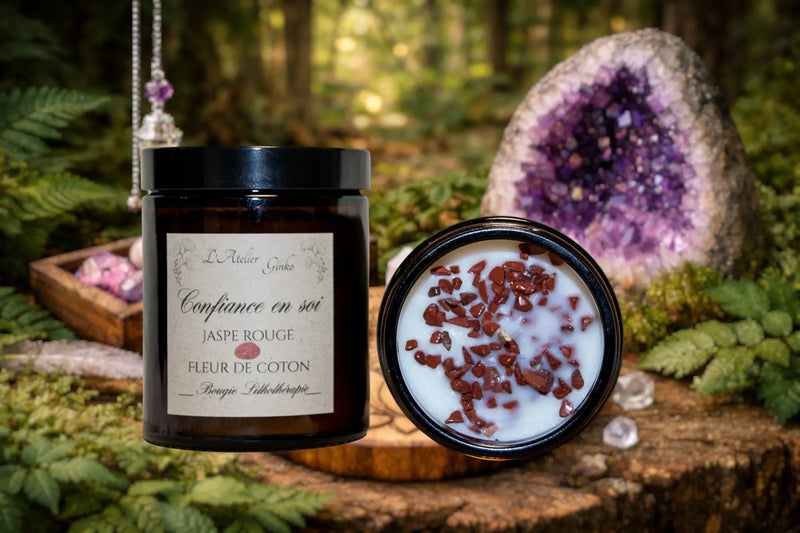 Bougie parfumée Lithothérapie Confiance en soi - L'Atelier Ginko - Boutique en Ligne