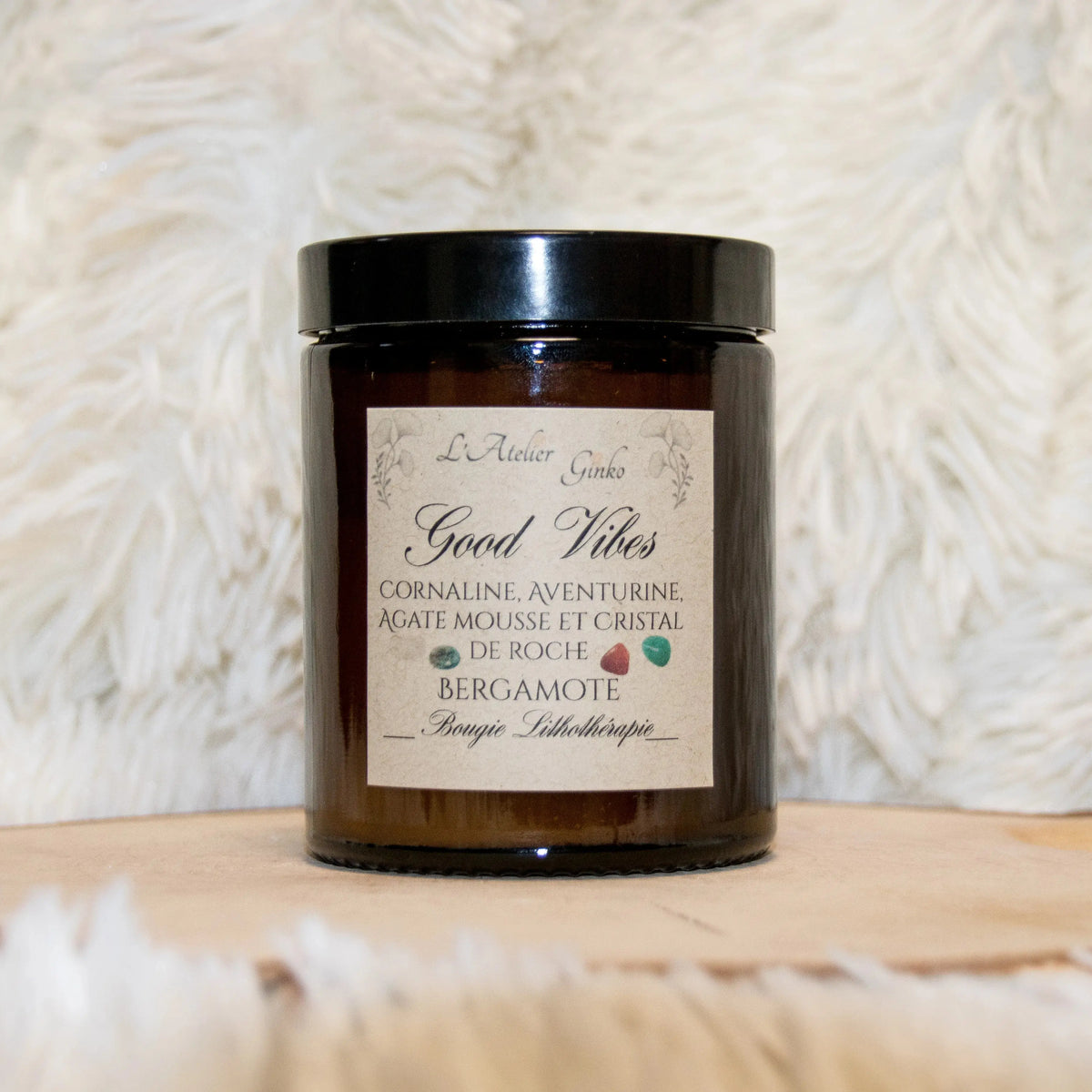 Bougie parfumée Lithothérapie Good Vibes - L'Atelier Ginko - Boutique en Ligne