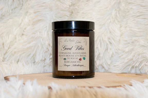 Bougie parfumée Lithothérapie Good Vibes - L'Atelier Ginko - Boutique en Ligne
