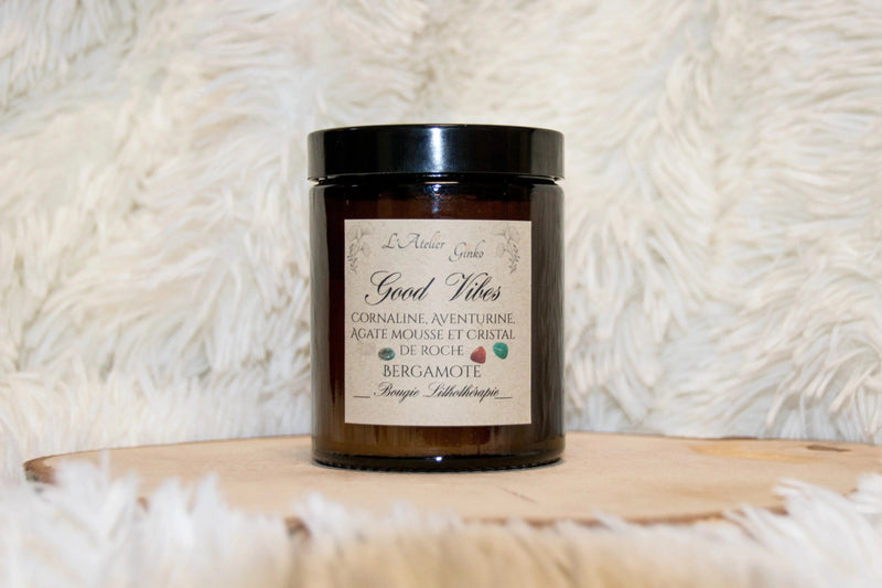 Bougie parfumée Lithothérapie Good Vibes - L'Atelier Ginko - Boutique en Ligne
