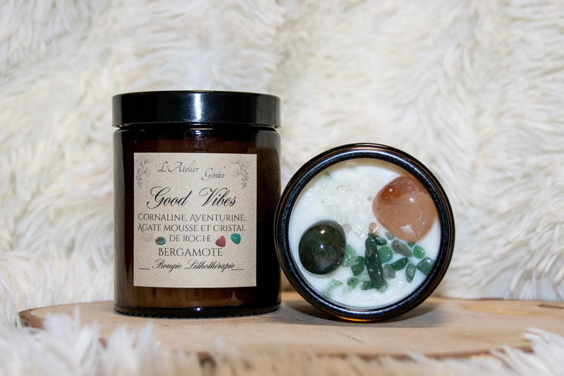Bougie parfumée Lithothérapie Good Vibes - L'Atelier Ginko - Boutique en Ligne