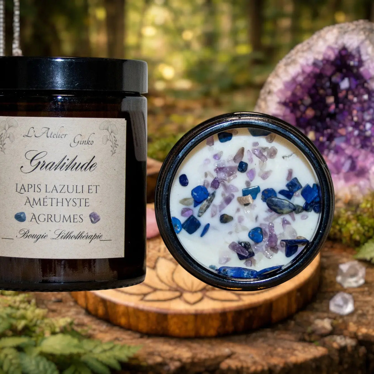 Bougie parfumée Lithothérapie Gratitude - L'Atelier Ginko - Boutique en Ligne