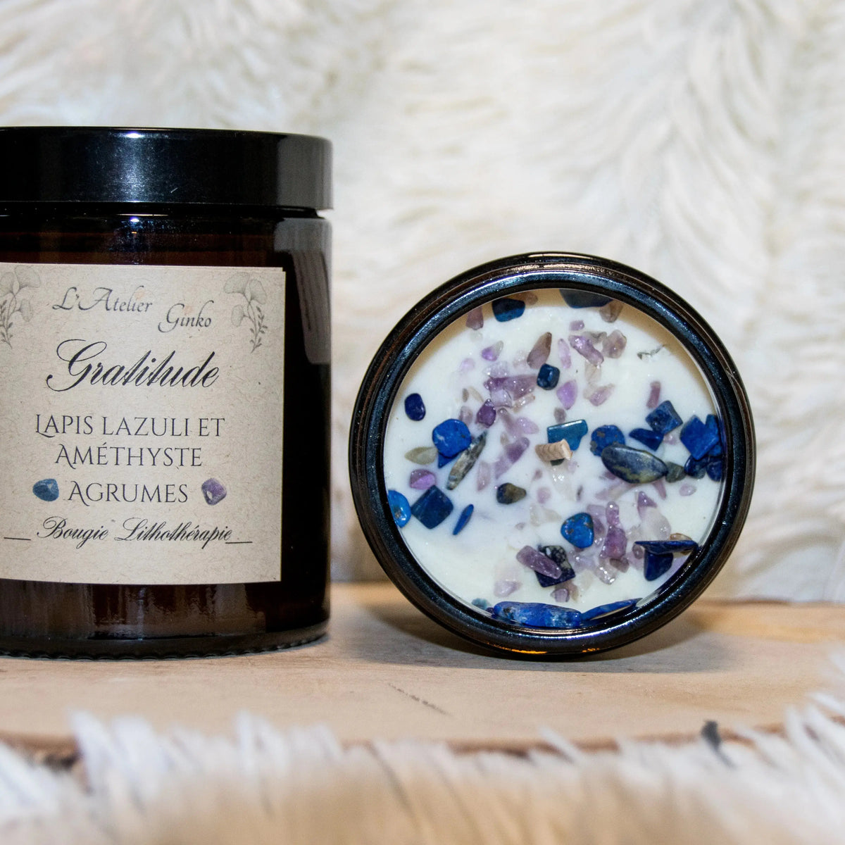 Bougie parfumée Lithothérapie Gratitude - L'Atelier Ginko - Boutique en Ligne