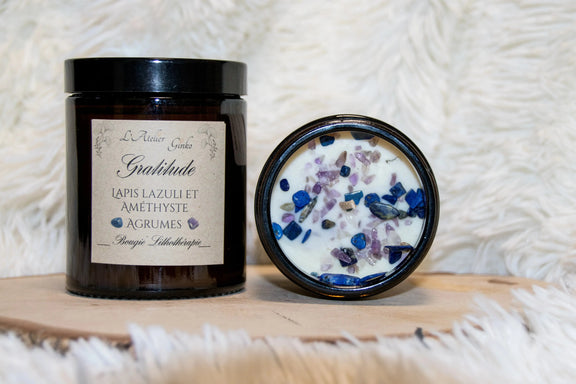 Bougie parfumée Lithothérapie Gratitude - L'Atelier Ginko - Boutique en Ligne