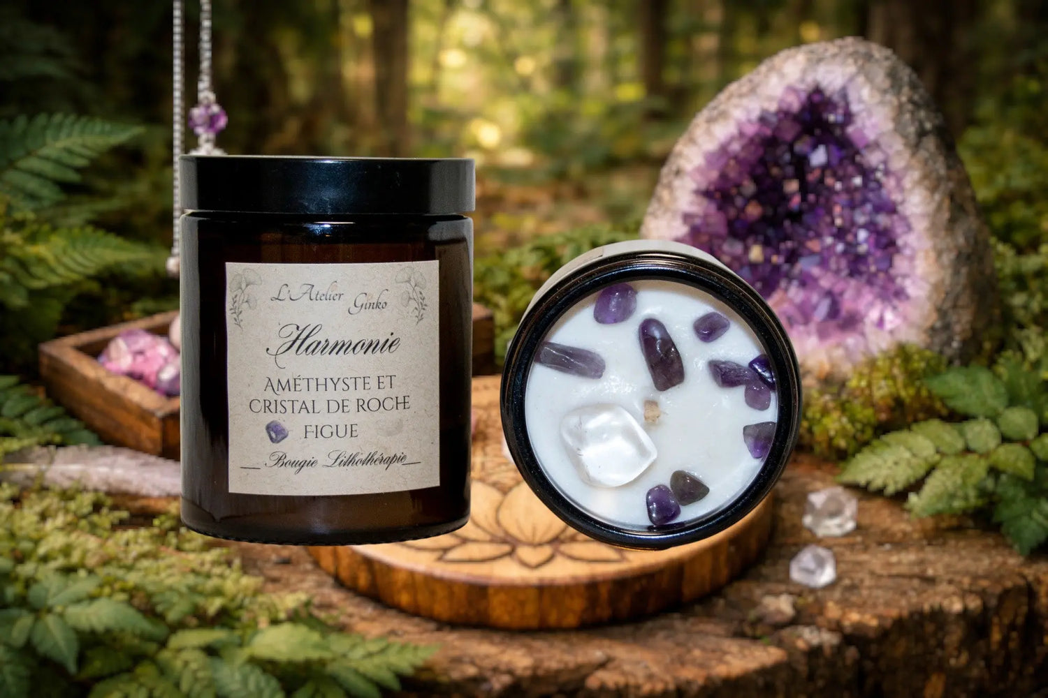 Bougie parfumée Lithothérapie Harmonie - L'Atelier Ginko - Boutique en Ligne