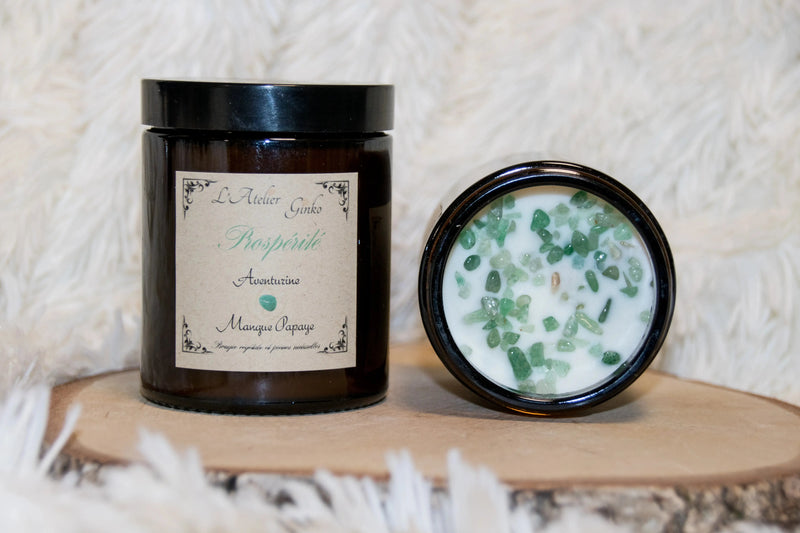 Bougie parfumée Lithothérapie Prospérité L'Atelier Ginko - Boutique en Ligne