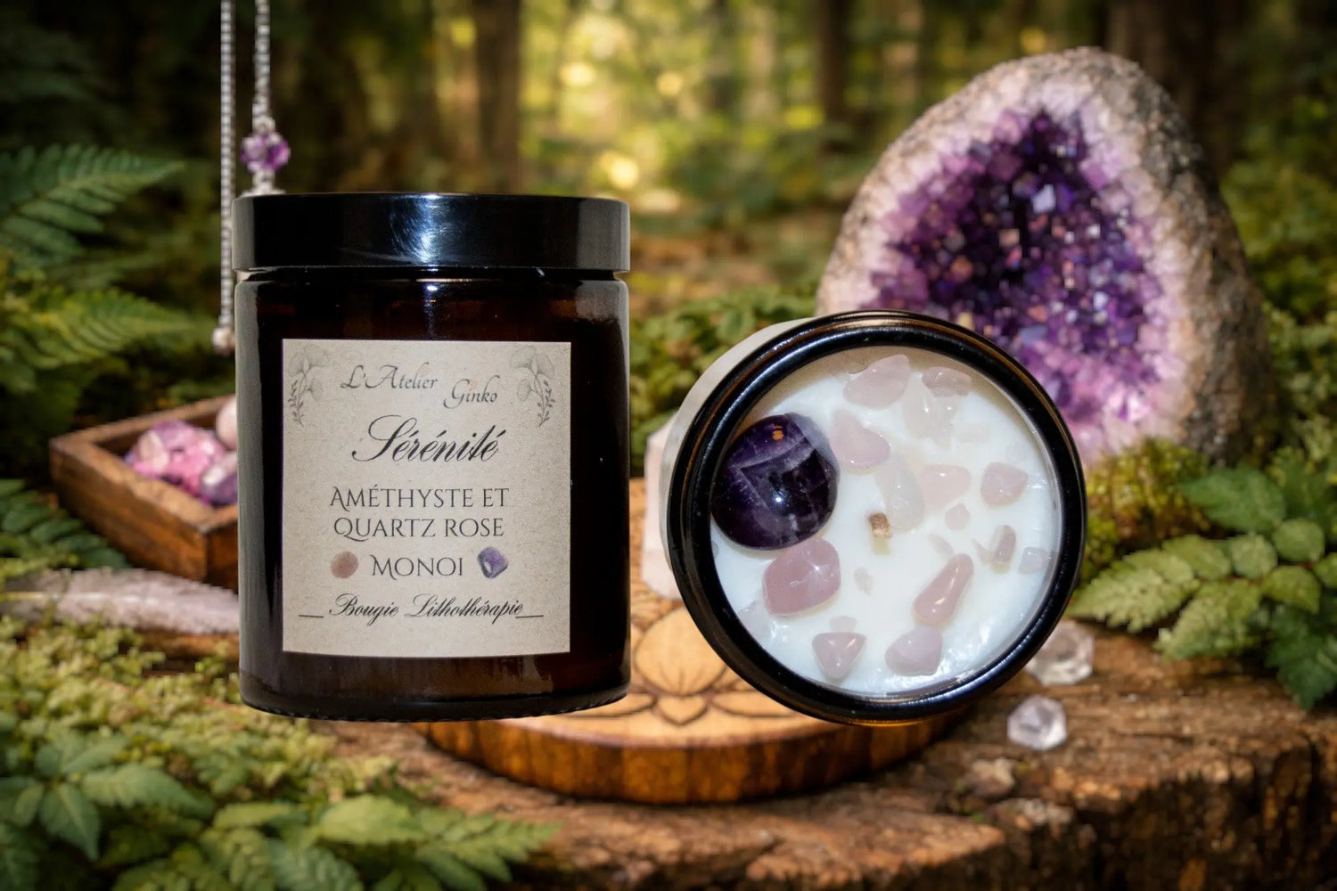 Bougie parfumée Lithothérapie Sérénité - L'Atelier Ginko - Boutique en Ligne