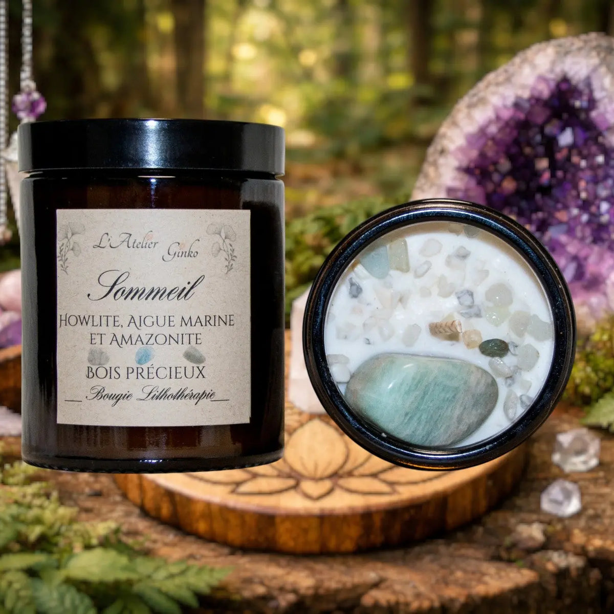 Bougie parfumée Lithothérapie Sommeil - L'Atelier Ginko - Boutique en Ligne