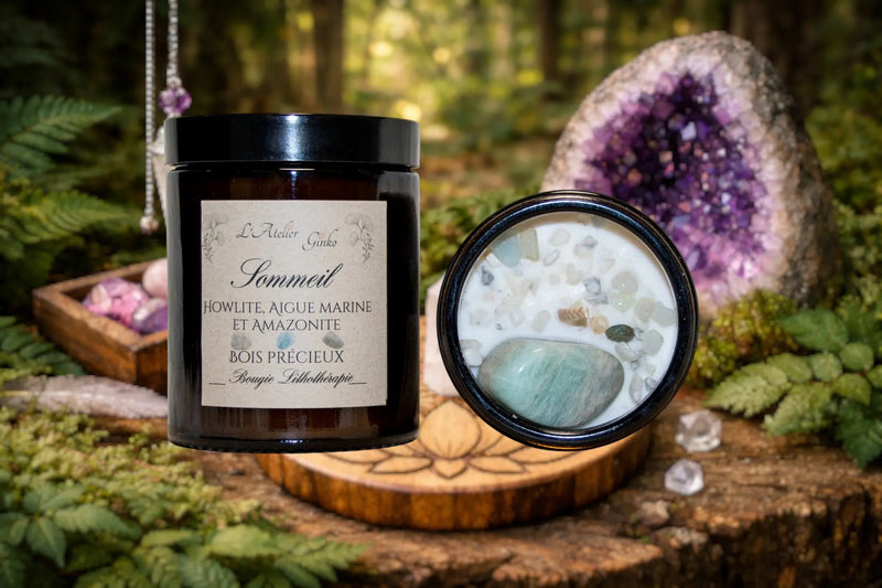 Bougie parfumée Lithothérapie Sommeil - L'Atelier Ginko - Boutique en Ligne