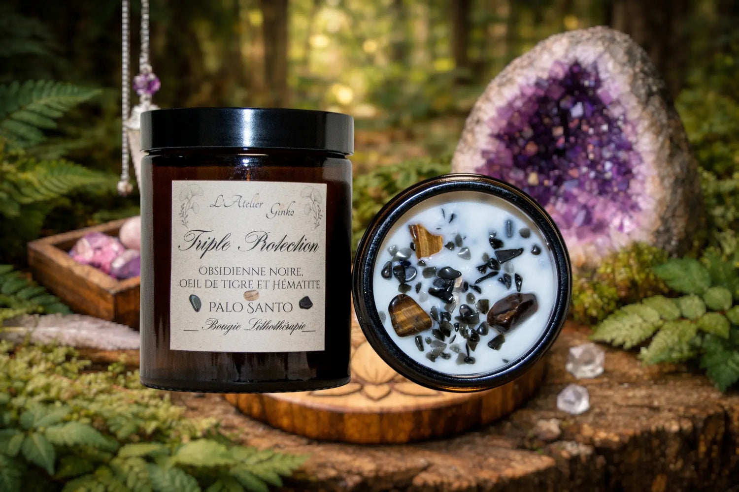 Bougie parfumée Lithothérapie Triple Protection - L'Atelier Ginko - Boutique en Ligne