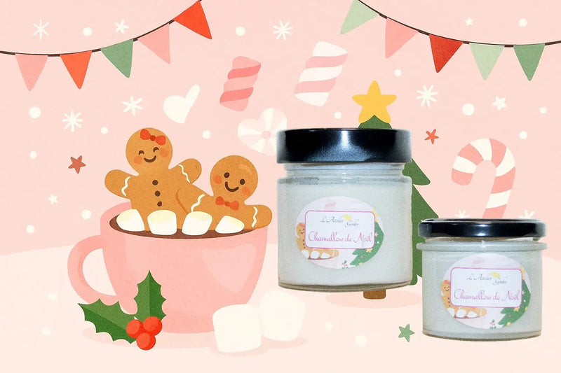 Bougie parfumée Chamallow de Noël - L'Atelier Ginko - Boutique en Ligne