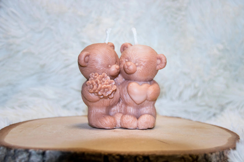 Bougie artisanale mariage Couple Ours L'Atelier Ginko - Boutique en Ligne