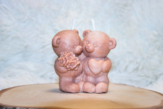 Bougie artisanale mariage Couple Ours L'Atelier Ginko - Boutique en Ligne