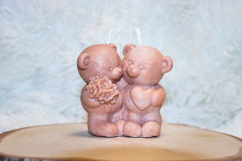 Bougie artisanale mariage Couple Ours L'Atelier Ginko - Boutique en Ligne