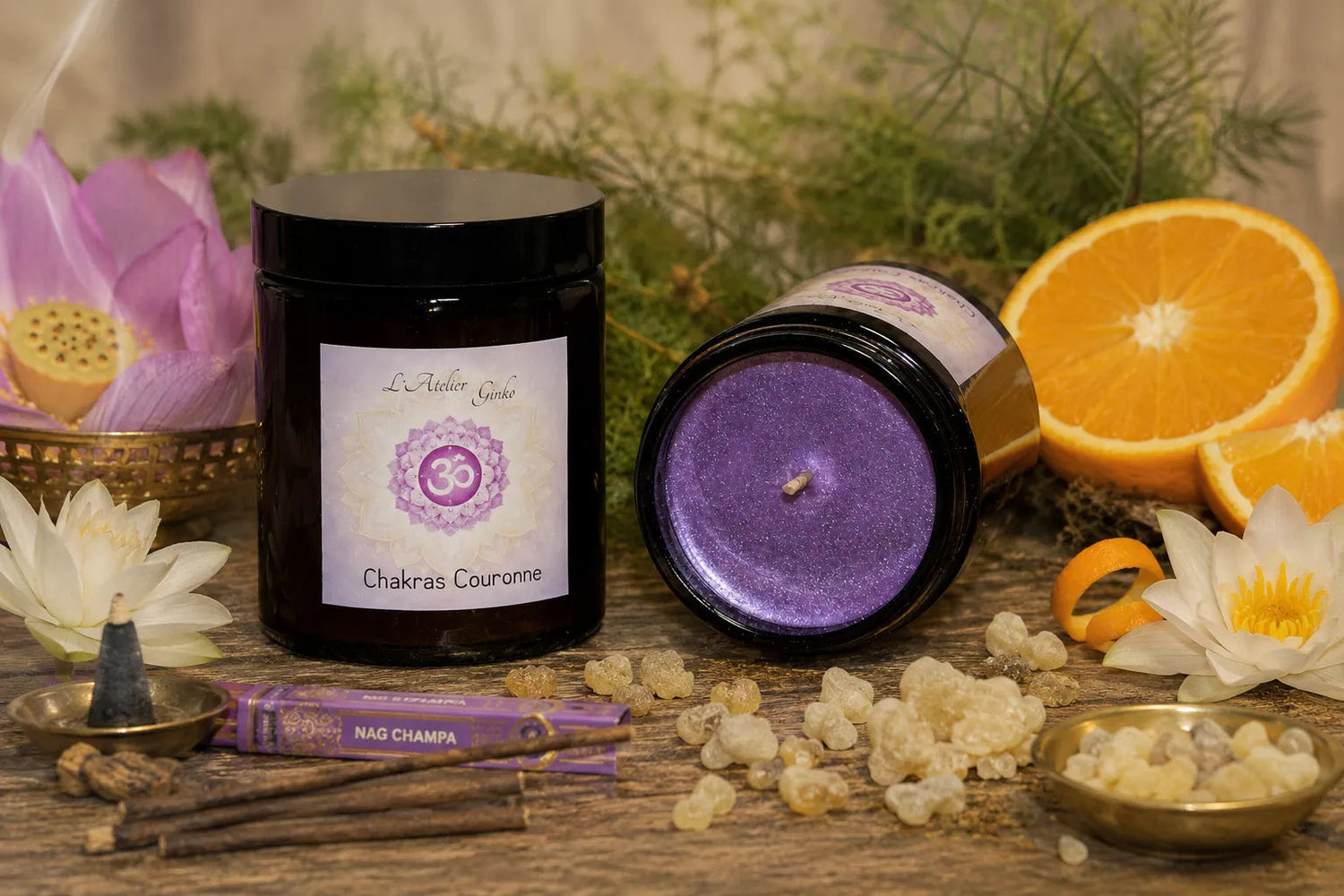 Bougie parfumée Chakras Couronne SAHĀ L'Atelier Ginko - Boutique en Ligne